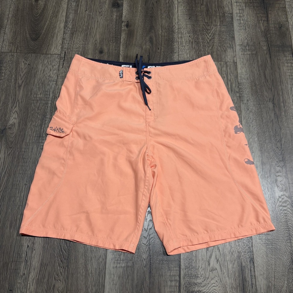 Salt Life Swim Shorts Mens 34 SLX-QD Skull Logo Board Trunks Quick Dry